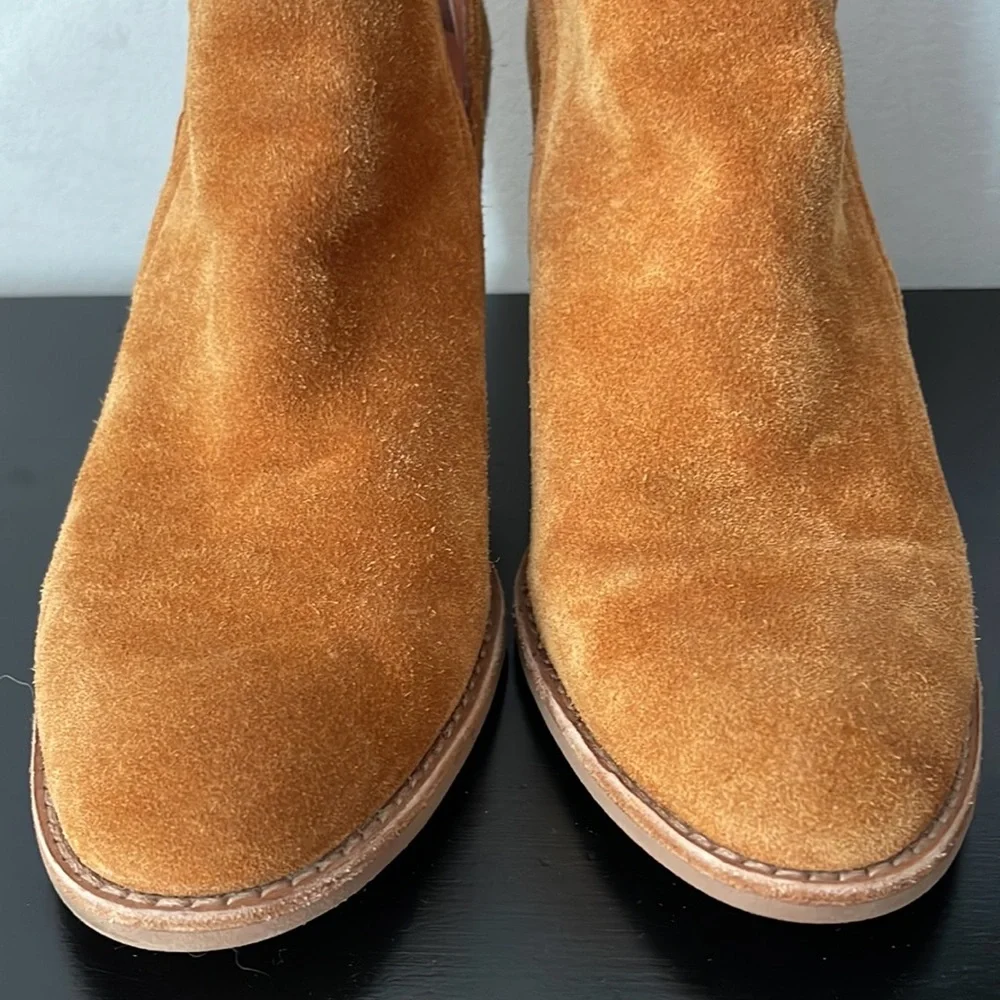 Jeffrey Campbell suede chunky heel boots or booties ankle boots caramel color - Picture 12 of 13